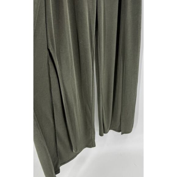 Daytrip One Piece Jumpsuit Sz M Olive Green Stretch Smocked Strapless Split Leg - Picture 5 of 10